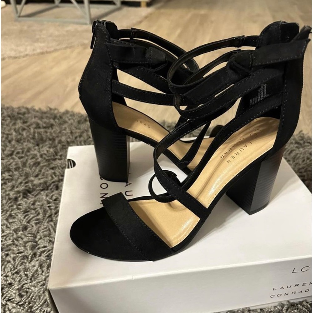 Lauren Conrad Black Strappy Heels